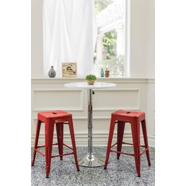 Vogue Furniture Direct Barstool 24" backless metal Stools RED (Set of 2)-VF1571002