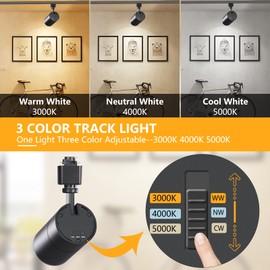 VANoopee 3 colores en 1 20 W H cabezales de iluminación regulables sin parpadeo brillante LED accesorios de iluminación para acentuar al por menor cocina obras de arte, pista lineal tipo H - CRI90+ 36° 20W negro