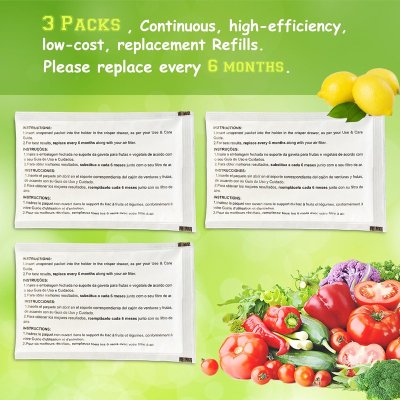 3 Pack PK-1 Produce Saver Refills for Frigidaire Pure Air
