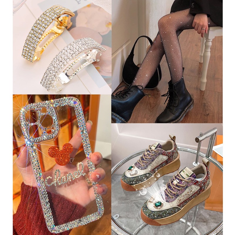 FYGEM 8000 Pieces 5 Sizes Hotfix Iron Flatback Glasses Rhinestones