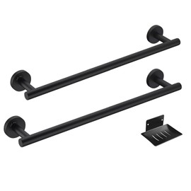 MWXMM Matte Black ​Towel Bar-2 Pack 24-inch Bathroom Single Layer Wall Mounted Bath Towel Rod, Towel Hanger for Bathroom, Thicken 304 Stainless Steel Shower ​Towel Racks.