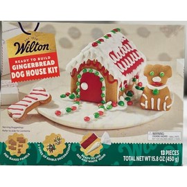 Gingerbread Kits| Decorate your own Gingerbread DOG HOUSE Kit. | 12 Pieces | Ready to Build | Easy Assembly | Includes pack of holiday stickers.