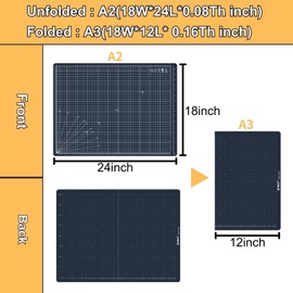 iMAT™ Flip Cutting Mat_Note, A2, 18"X24", Foldable, Suitable for Paper Cutting, Paper Sculpture Cutting, Card Creation and Puzzle Storage(Ash Grey)