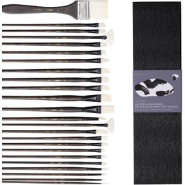 ARTIFY - Juego de Pinceles de Pintura Acrílica, 24 Piezas de Mango Largo de Nailón Duro, Pinceles para Pintura al Óleo, Acrílico, Acuarela,Gouache Ideal para Artistas y Pricipantes