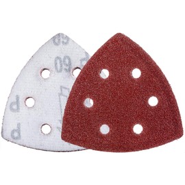 YoiYee 60 Grit Delta Sanding Sheet, Hook and Loop Triangle Sandpaper Pad, Sand Paper Disk, 6 Holes, 93 x 93 x 93mm, 20 Pack