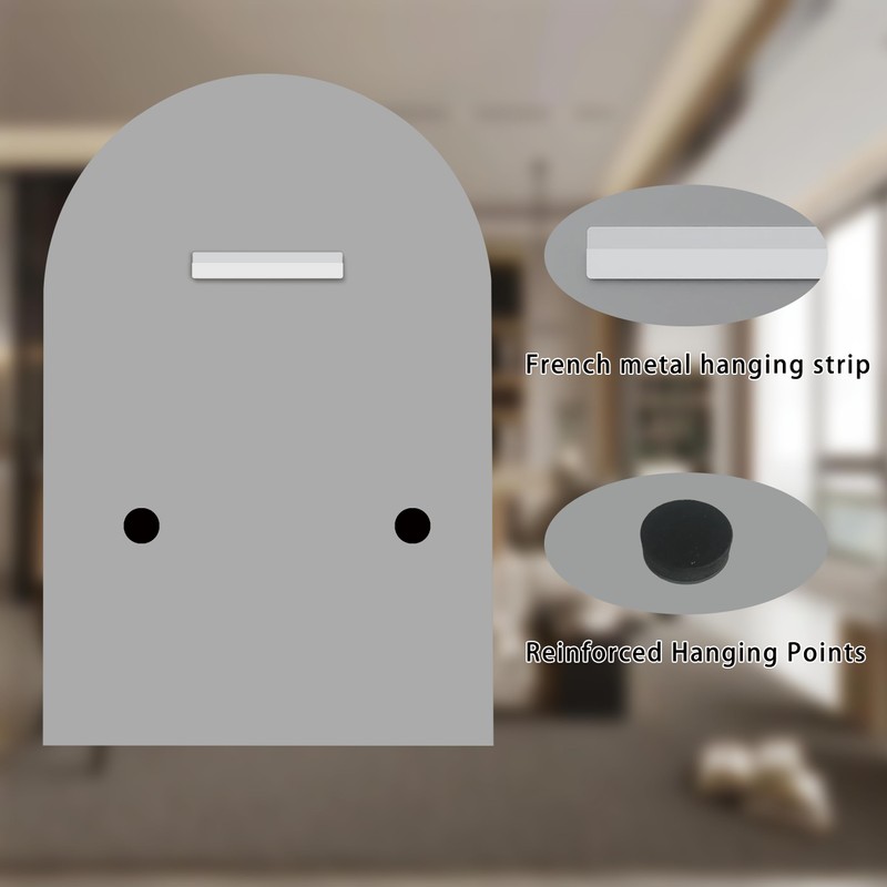 Arched Bathroom Mirror, 24X40 inch Arched Frameless Mirror, Arch Wall