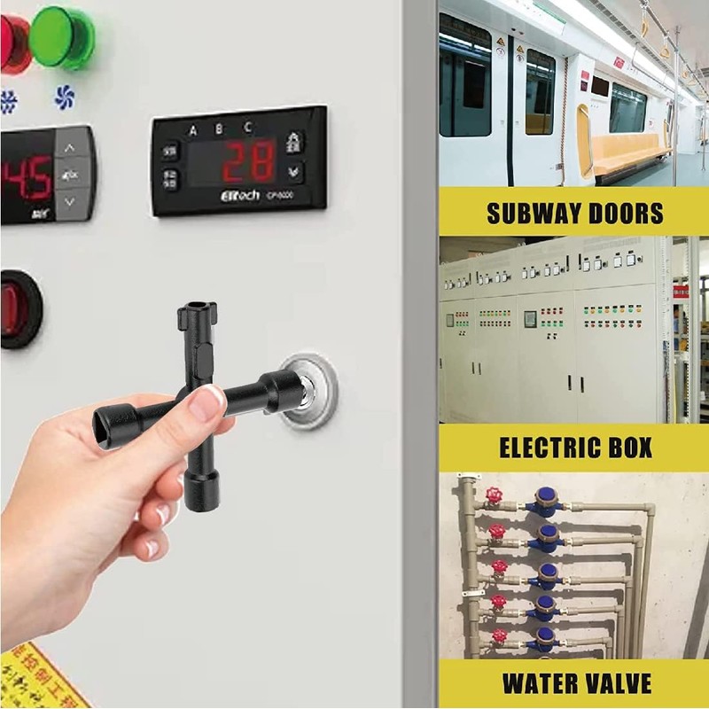 Meter Box Key Gas Key, 1 Piece, 4-Way Multi-Functional Utilities
