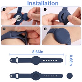 BuFan 2 Pack Impermeable Correa para Airtag, 2 Airtag Holder with Keychain and Lock Suave Correa de Reloj Airtag para Bebés Niños