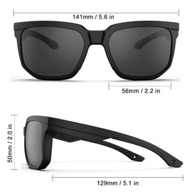 Sunglasses for Men Women Polarized Sports Sunglasses 100% UV Protection Flexible Lightweight TR90 Frame Sunglasses Driving Fishing Golf, Matte Black & Grey