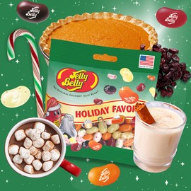 Holiday Favorites Assorted Flavor Jelly Beans, Egg Nog, Hot Chocolate, Cranberry Sauce, Candy Cane and Pumpkin Pie, Shareable Bagged Candies, Christmas 2024 Stocking Stuffers, Grab & Go Bags