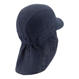 Sterntaler Plain Neck Peaked Cap - Unisex Hat Made of Airy Cotton Muslin - Lightweight Baby and Children's Summer Hat - Headpiece with Comfortable Elastic Band at the Neck, blue, 51