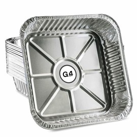 G4GADGET 25 Disposable Aluminium Foil Trays - 20x20cm Square Tin Foil Pans for Roasting, Freezing & Storing Food - Heavy-Duty Quality