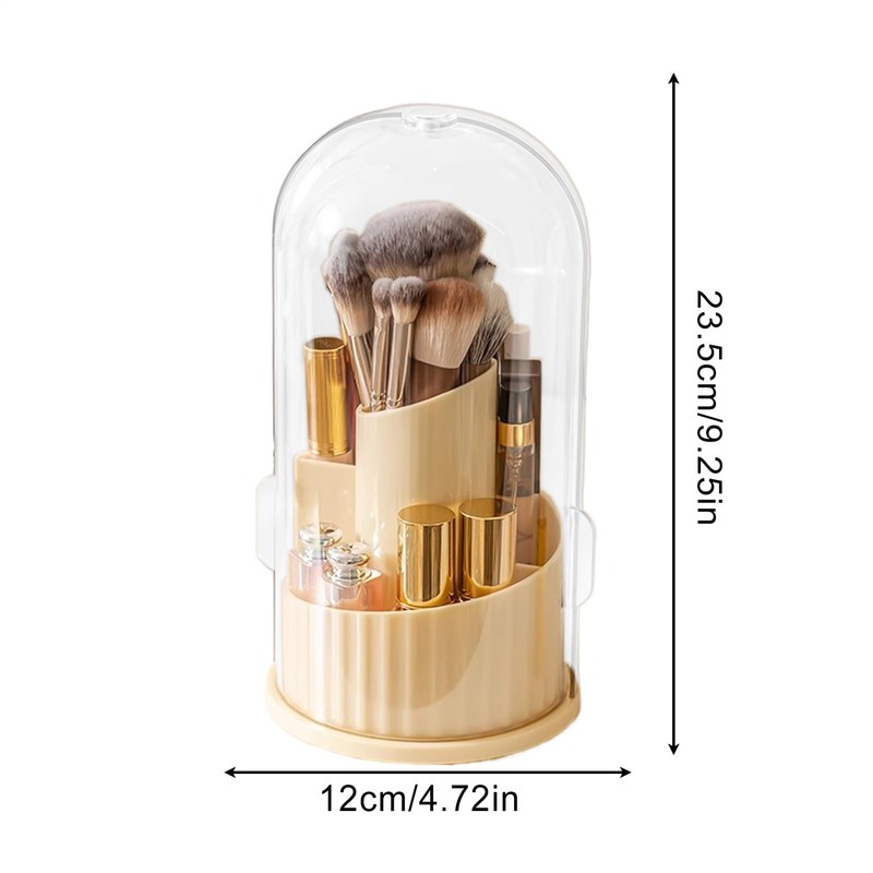 Makeup Brush Organizer,Lipstick Storage Box - 360 Degree Rotation Dustproof