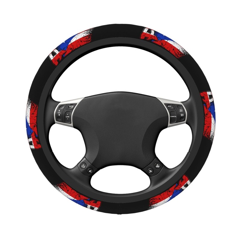 ZJHFSGMY Puerto Rico Flag Steering Wheel Cover, Universal Fit, 15-Inch