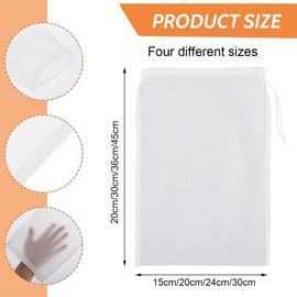 COYUN 4 Stück Passiertuch Wiederverwendbar, Feingewebt Passiertuch Nylon Filterbeutel Nussmilchbeutel Bio Waschbar mit Kordelzug für Nussmilch Käse Kaffee Joghurt Fruchtsaft(4 Größen)
