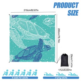 Large Beach Blanket Sand-Free – 210 x 200 cm Waterproof Insulated Picnic Blanket – with 6 Ground Nails and 1 Carabiner Beach Accessories Picnic Blanket – Beach Mat Camping Picnic Blanket for Beach