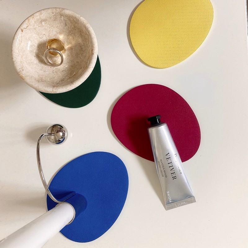 Le&amp;Me [Sisihosi] Le&amp;Me Pebble Leather Cup Mat, 229760448 Apple Green