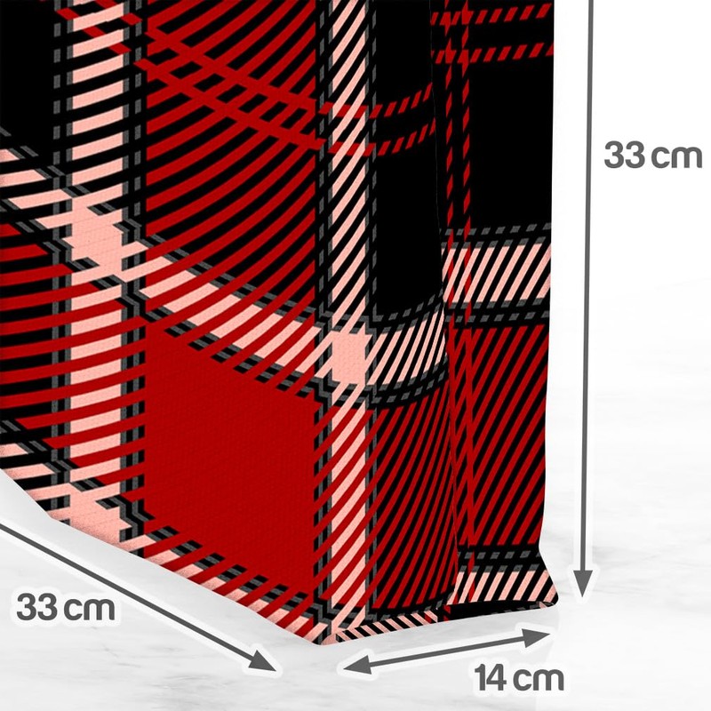 VOID Plaid Red Black Checked Bag 33 x 33 x