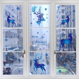 E-SideStep Christmas Window Clings Christmas Window Stickers Christmas Decorations for Windows Glass Walls Stickers Snowflake Santa Claus Reindeer Decals for Party