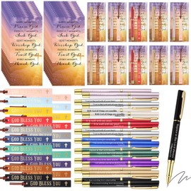 Skyygemm 20 Set Christian Gifts Bulk Bible Verse Pens God Bless You Religious Bookmarks Church Prayer Cards with Bags for Women Men Friends Birthday Sunday School Gift (Colorful)