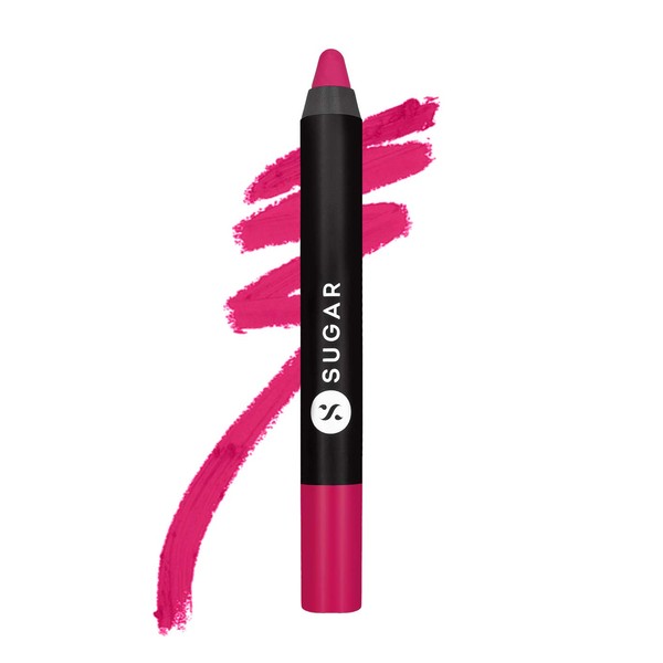 SUGAR Cosmetics Matte As Hell Crayon Lipstick30 Lillian Rose (Magenta) with SharpenerHighly pigmented, Creamy Texture, Long lasting Matte Finish