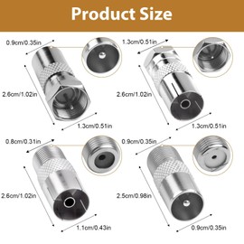 kcrnw 4PCS F Type to Coax Adapter Kit F Female 9.5 TV Female Male Aerial Connector for Satellite, Antenna, Aerial Cables, Compatible with TV, Router, Modem, Satellite Receiver(4 Types)