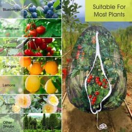Fruit Tree Netting, RIFNY 5.85 x 4 FT Blueberry Bush Netting Cover with Zipper Drawstring, Outdoor Mosquito Net Garden Netting Cover Protector Plant from Birds Cicadas Animals Insect (2 PCS, Black)