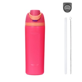 DUTHINGS - Insulated Stainless Steel Water Bottle with Straw, 24 oz, Reusable Sports and Travel Bottle for School, Kids, and Outdoors - Leakproof and BPA-Free (FUCHSIA)
