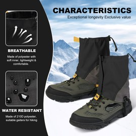 Gators para botas y zapatos de senderismo, polainas ligeras y ajustables para hombres y mujeres, polainas de senderismo impermeables para nieve, senderismo, caza, caminar, esquí, raquetas de nieve,