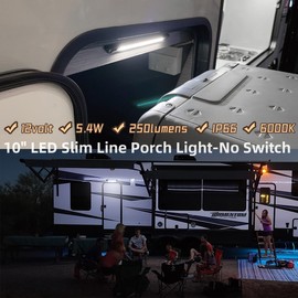 Dream lighting RV Exterior LED Porch Awning Lights 12v Slim Line Light Fixtures for Trailer Boat - 250lm Cool White Lighting 9.8in Pack of 2