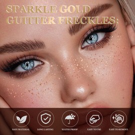 10 Pcs Glitter Freckles Face Tattoo, Face Glitter Makeup Patches, Waterproof Sparkle Freckles Tattoo Fairy Makeup Accessories For Women-Rose Gold