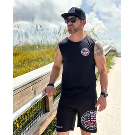 Men's Patriotic Cut-Off T-Shirt Small Black