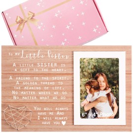 Birthday Valentines Day Christmas Graduation Gift for Sister-Farewell Going Away Gift for Little Sister-Little Sister Frame from Sister-Picture Photo Frame-A Littler Sister is a Gift to the Heart