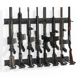 Upbci Gun Rack Wall Mount, Aluminium Alloy Gun Racks for Wall, Adjustable 4/8/12 Slot Indoor Gun Racks Securely Hold Shotguns Rifles Rack
