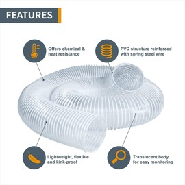 POWERTEC 4" x 20' Flexible PVC Dust Collection Hose with Blast Gate for Table Saw, Band Saw, Planer, Jointer, Woodworking and Garage, WoodShop Dust Collection System (70387)