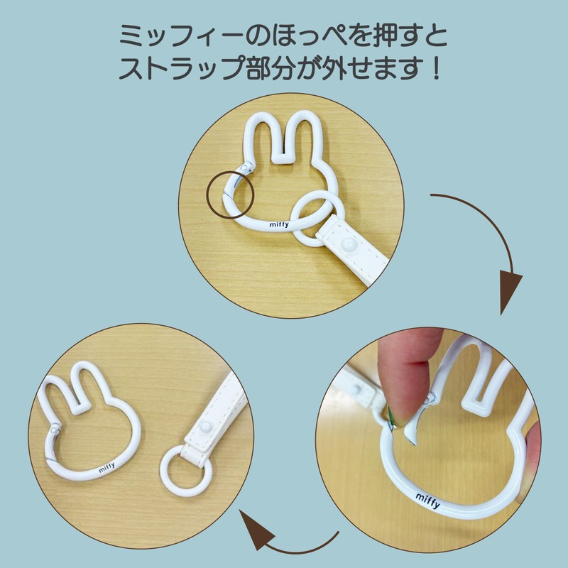 Nicot Miffy Carabiner Smart Key Holder, Miffy Goods, Character, Kawaii,