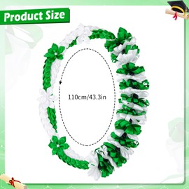 Meetory Graduation Leis - Class of 2026 Ribbon Lei, Double Braided Strands, Congrats Graduates, Gift for Grad Accessories, Graduation Party Supplies, Men Women (Green and White)