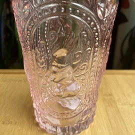 Tabla Hobnail 3D Figural Bunny Rabbit Glass Tumbler Light Pink NWT