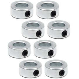 (8-Pack) Zinc Plated Carbon Steel 5/8" Bore Shaft Collars Sets - Screw Style Bore Shaft Collars with 5/8" Bore Size, 1-1/8 Outer Diameter, and 1/2 Width - Suitable for Automotive and Industrial Use