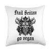 HAIL SEITAN - go vegan Throw Pillow