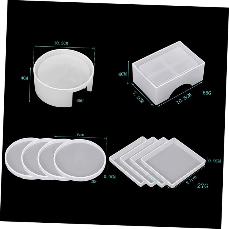 jojofuny 1 Set Coaster Molds for DIY Epoxy Resin Easy