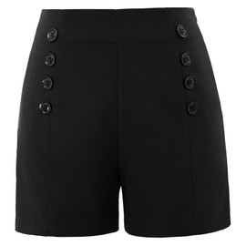 Women's Hot Pant Slim Straight Shorts High Waisted Front Shorts, Black, Small