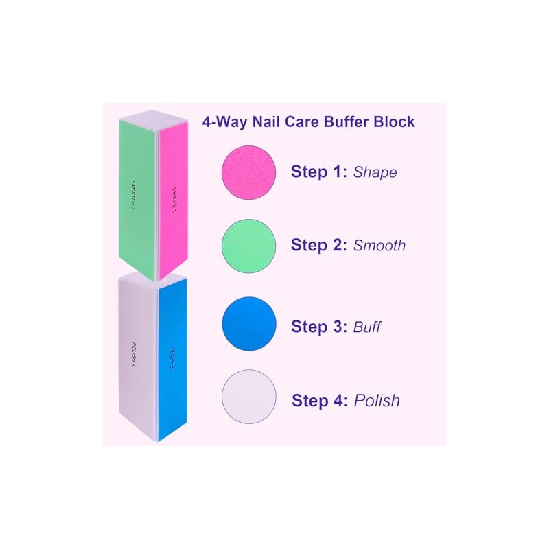 4 Way Nail Buffer Block (4 Pcs), Nail Shine Buffers