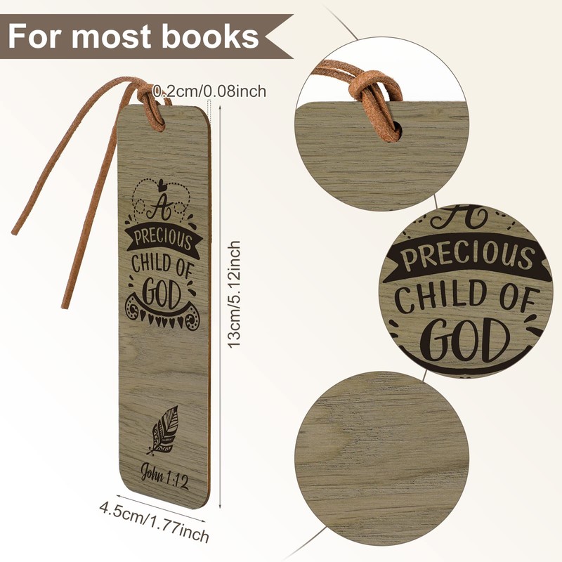 Chunful 20 Pieces Christmas Bible Verse Bookmarks Wooden Christian Religious