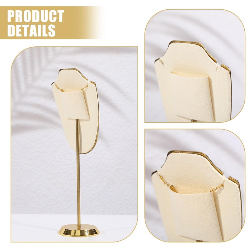 CHGCRAFT Necklace Display Stand Velvet Jewelry Holder with Golden Tone