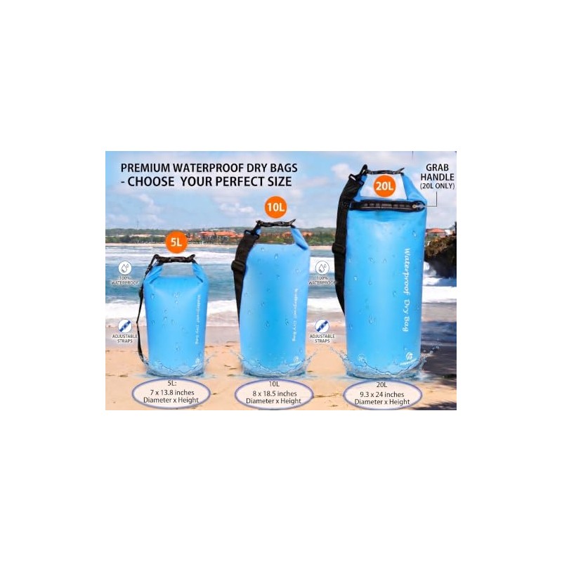Freegrace - Juego de 3 bolsas secas impermeables - Saco