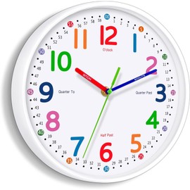 Lantoo Silent Kids Wall Clock – Non-Ticking, Battery-Powered, Ideal for Teaching Time and Stylish Décor in Any Room - 14 Inch
