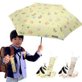 Folding Umbrella for Children, Ultra Lightweight 5.3 oz (150 g) x Rain or Shine, For Boys and Girls, Folding Umbrella, Includes Name & Conspicuous Design, 6 Ribs, Hand Opening, Storage Pouch Included,
