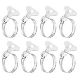 sourcing map 8Pcs Stainless Steel Hose Clamps Worm Gear Hose Clamp, 18-32mm(11/16" to 1-1/4") Adjustable Thumb Screw Key Type Clamps Fuel Line Clamps 8mm Bandwidth for Plumbing, Automotive
