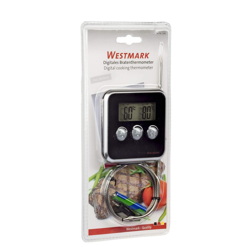 Westmark Digitales Bratenthermometer, Mit Alarmfunktion, Zum Aufstellen oder Hängen, Rostfreier